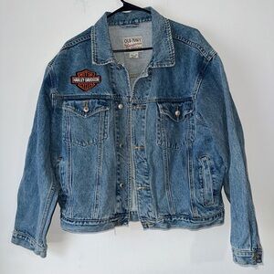 Harley Davidson Old Navy Blue Denim Jacket with Patch